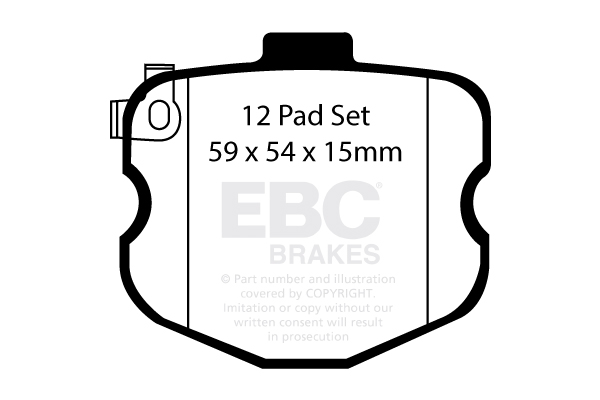 Desenho técnico da pastilha EBC DP41771/3R, forma DP1771/3