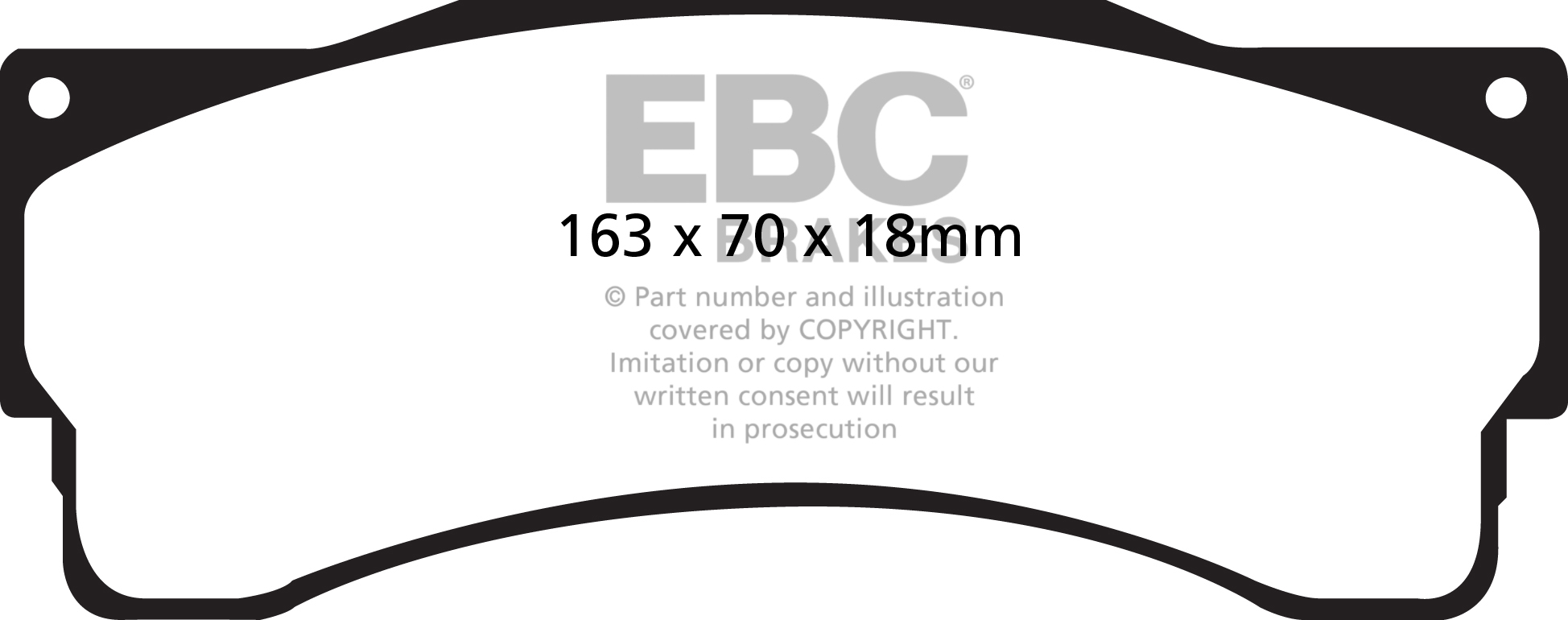 Desenho técnico da pastilha EBC DP42053R, forma DP2053