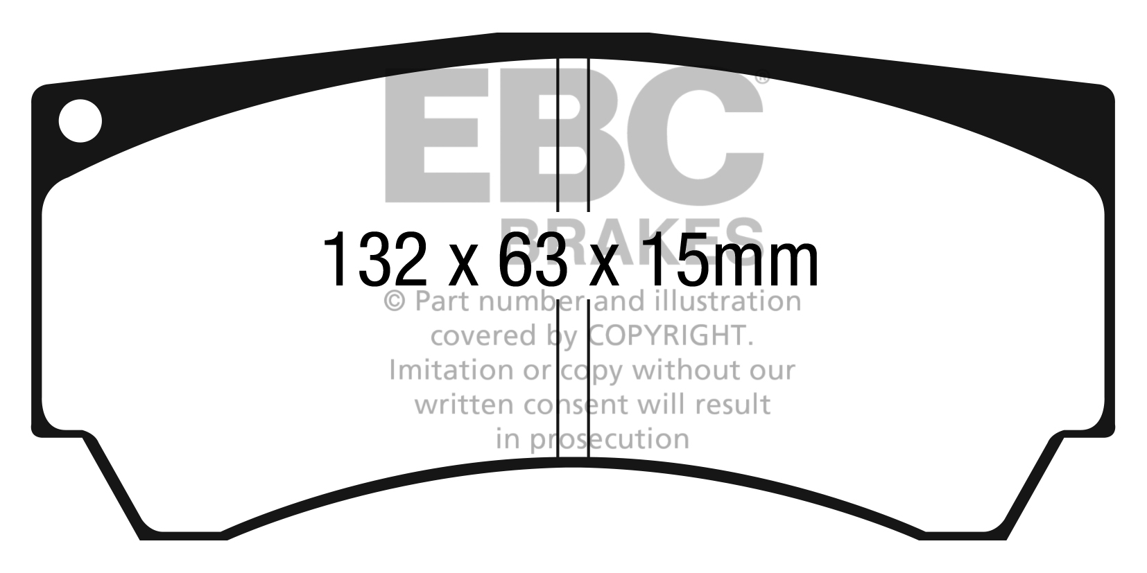 Desenho técnico da pastilha EBC DP42066R, forma DP2066