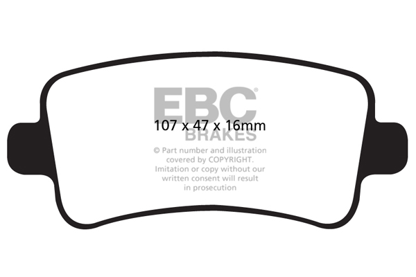 Desenho técnico da pastilha EBC DP42016R, forma DPX2016
