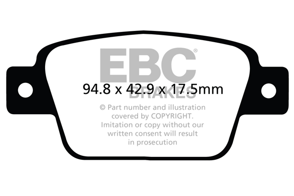 Desenho técnico da pastilha EBC DP42107R, forma DPX2107