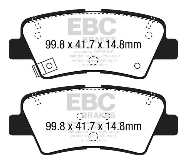 Desenho técnico da pastilha EBC DP22188, forma DPX2188