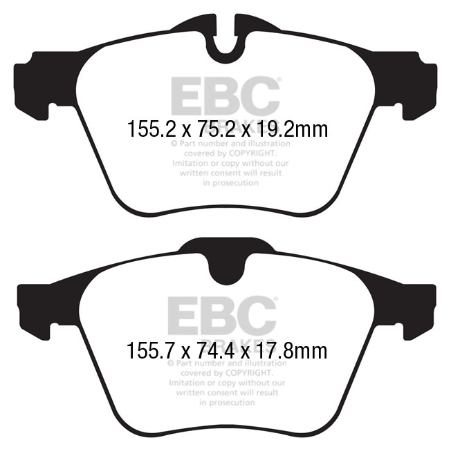 Desenho técnico da pastilha EBC DP42189R, forma DPX2189