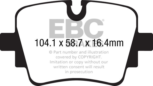 Desenho técnico da pastilha EBC DP42190R, forma DPX2190