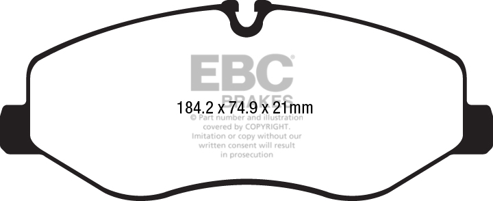 Desenho técnico da pastilha EBC DP42223R, forma DPX2223