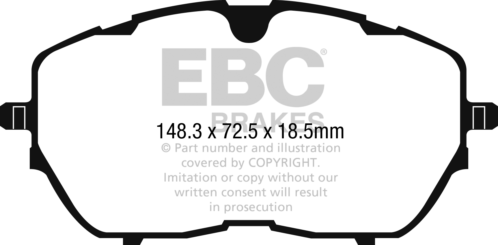 Desenho técnico da pastilha EBC DP42265R, forma DPX2265