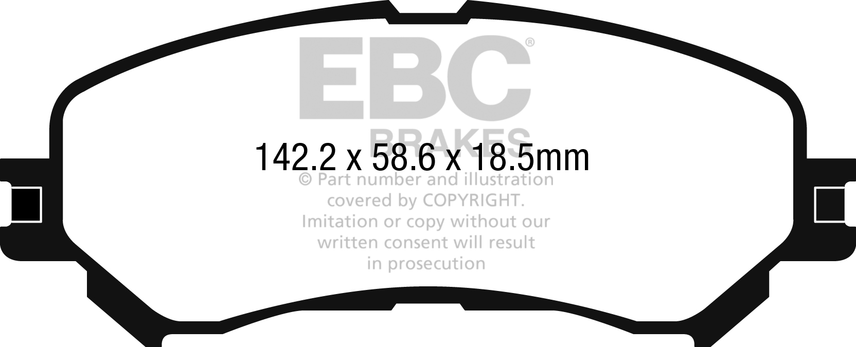 Desenho técnico da pastilha EBC DP42272R, forma DPX2272