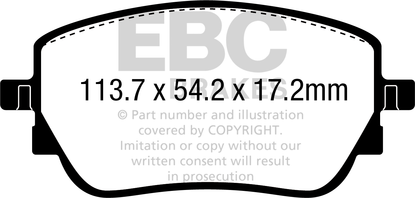 Desenho técnico da pastilha EBC DP42391R, forma DPX2391