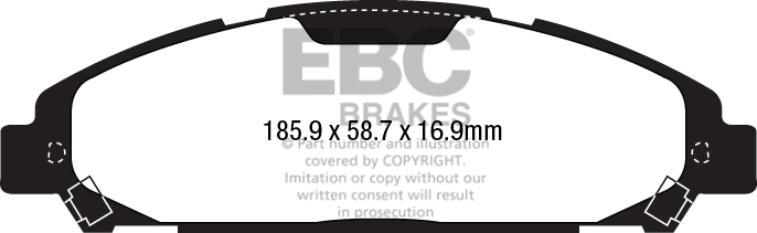 Desenho técnico da pastilha EBC DP43039R, forma DPX3039