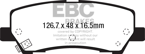 Desenho técnico da pastilha EBC DP43041R, forma DPX3041
