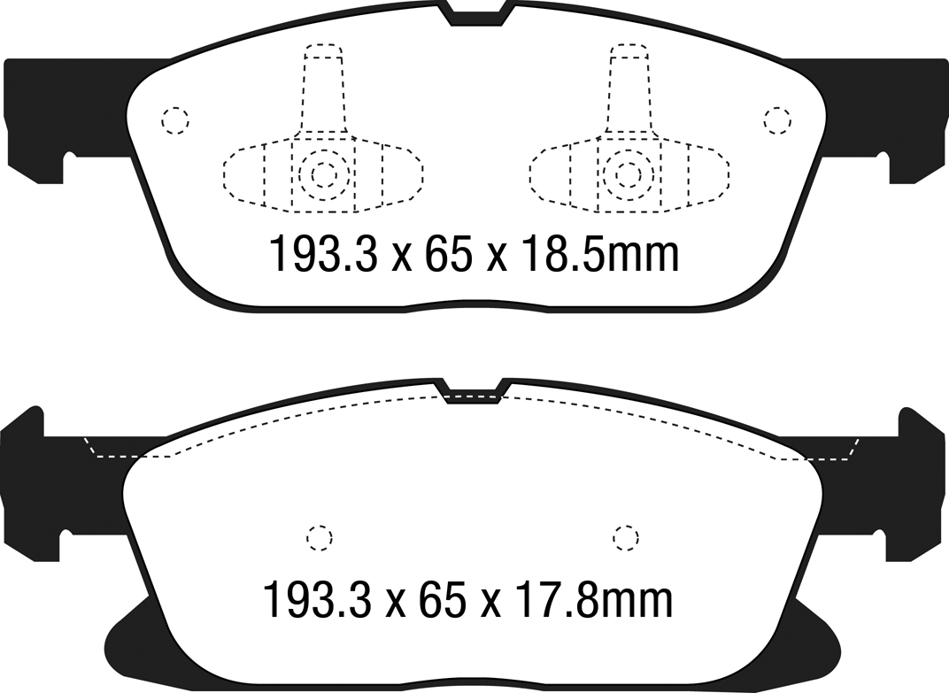 Desenho técnico da pastilha EBC DP23046, forma DPX3046
